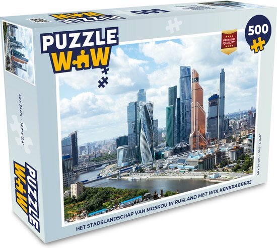 MuchoWow Puzzel Het stadslandschap van Moskou in Rusland met wolkenkrabbers - Legpuzzel - Puzzel 500 stukjes - Sinterklaas cadeautjes - Sinterklaas voor grote kinderen