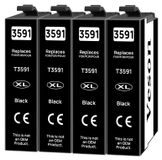 Epson 4 cartouches d'encre noires, type 35XL, adaptées aux Epson WF-4720/4725/4730/4740