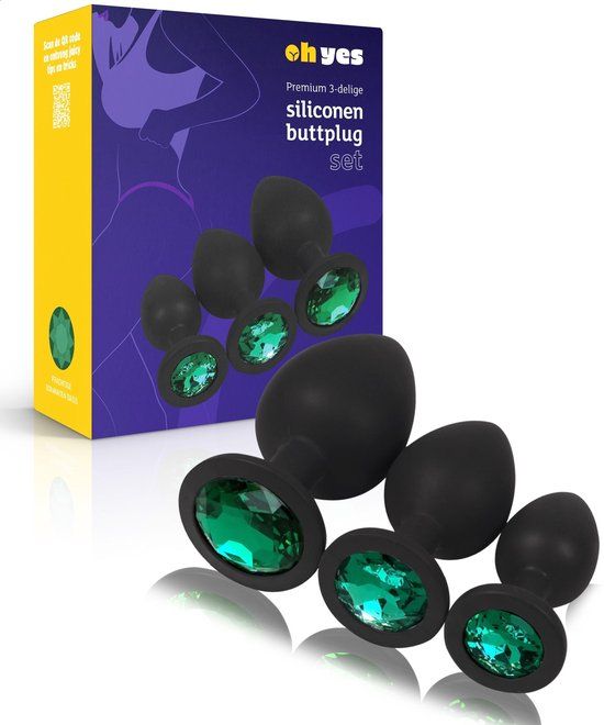 Siliconen Buttplug Set - 3-Delig - Groen