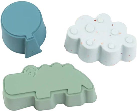 Done By Deer Siliconen Vormen - Happy Clouds - Set Van 3 - Blauw/Groen