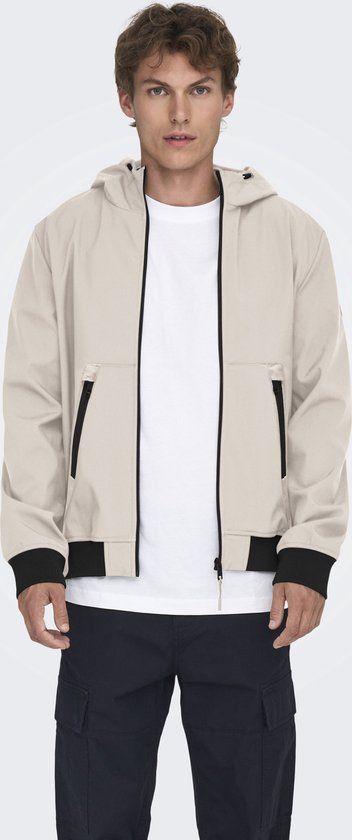 ONLY & SONS Bowie Softshell Bomber Jacket Men - Size M - Beige/Black