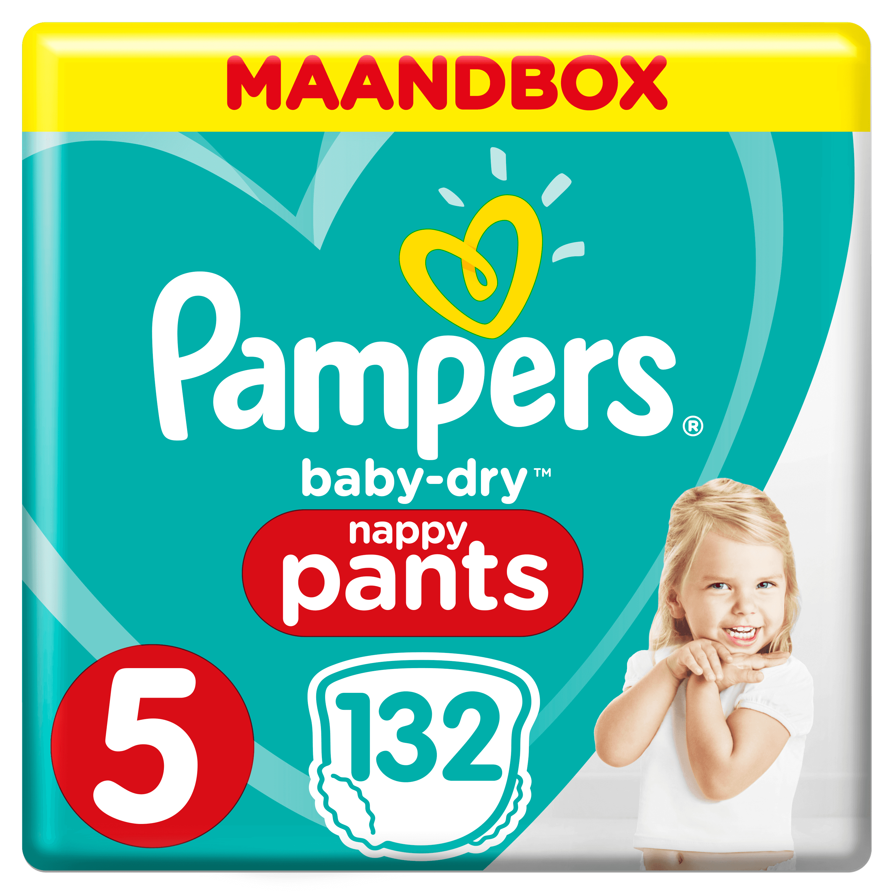 Pampers Baby-Dry Pants S5 132 Luierbroekjes Luchtdoorlatende Banen Maandbox
