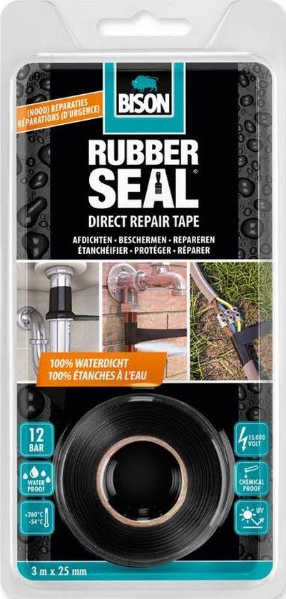 Bison Rubber Seal Direct Repair Tape 3m x 25mm - Multicolored
