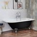 Hudson Reed Baignoire îlot demi-ronde Classique 168,5cm x 75cm - Midnight Black (Noir), avec pieds de baignoire chromés | Oxford