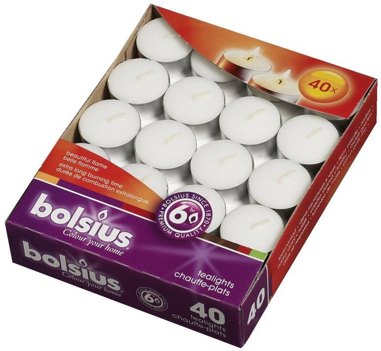 Bolsius Theelichten wit 40 stuks