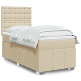 vidaXL Boxspringbed met matras, crème kleur, 100x200 cm, met stoffen bekleding