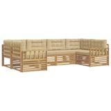 vidaXL Buiten bankenset 6 st Wit en Beige Massief Acaciahout