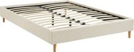 sweeek - Bed met lattenbodem, bouclé afwerking, wit