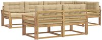 vidaXL - Hoek loungeset - 7 zitplaatsen - Polyester - Wit en Beige