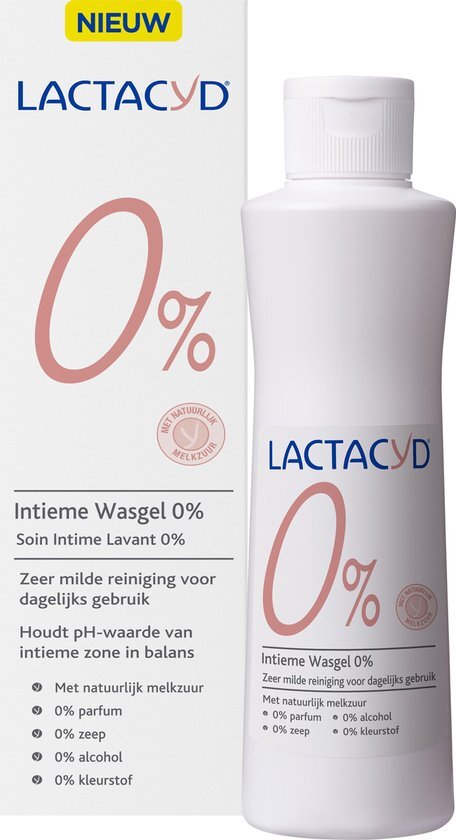 Lactacyd wasgel 0% - Wasgel speciaal voor de uitwendige intieme zone - Intiemverzorging - 250 ml