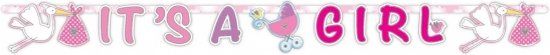 Folat Letterslinger geboorte meisje - roze - 170 cm
