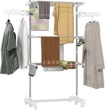 Homcom Wasdroogrek - Roestvrij staal - 142x55x152cm - Wit