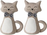 Boltze Deurstopper gewicht - 2x - dieren thema Katje - 1 kilo - beige - 31 x 11 cm