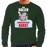 Bellatio Decorations Shoppartners Bv Rinkelende Kerstbal sweater / Kerst trui Mijn ballen rinkelen deze Kerst groen voor heren - Kerstkleding / Christmas outfit L