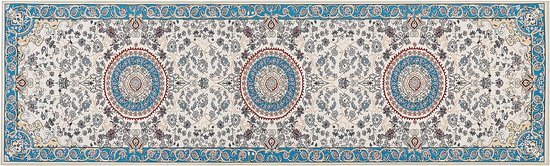 GORDES - Loper tapijt - Beige/Blauw - 60 x 200 cm - Polyester