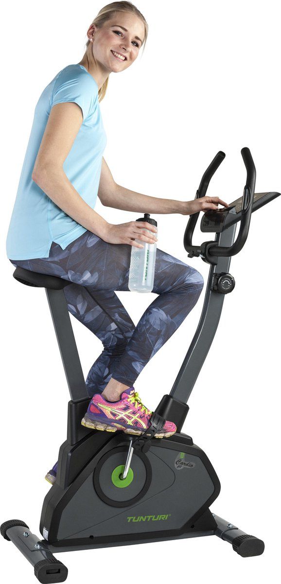 Tunturi Cardio Fit B35 Hometrainer - Fitnessfiets - 8 Weerstandsniveaus - Hartslagmonitor - Grijs/Groen/Zwart