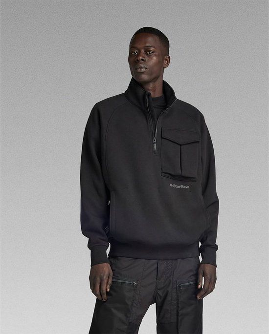 G-Star RAW Sweater met borstzak en halve rits