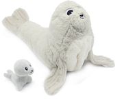 PTIPOTOS Les duéglingos Les Ptipotos Pluche Knuffel Ploufou Grijze Zeeleeuw Moeder En Haar Baby