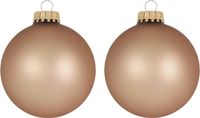 Krebs Kerstballen - 24x st - Cappuccino Velvet Bruin - 7 cm - Glas - Kerstversiering