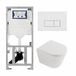 Geberit QeramiQ Dely Toiletset - 36.3x51.7cm - diepspoel - rimless - Geberit UP320 inbouwreservoir - met Burda frame - softclose toilet zitting - 35mm - glans witte bedieningsplaat - rechthoekige knoppen - mat wit