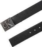 Calvin Klein Riem van echt rundleer voor heren, zwart/antiek zilver