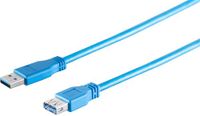 3x USB-A verlengkabels, 3.0, blauw, 5m
