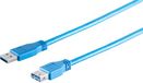3x USB-A verlengkabels, 3.0, blauw, 5m