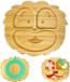 Bamboe assiette avec ventouse puissante pour bébés et tout-petits - assiette BLW antidérapante - assiette enfant pour apprendre à manger (lion_vert)