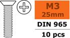 Revtec - Vis à tête plate - M3X25 - Acier galvanisé - 10 pièces