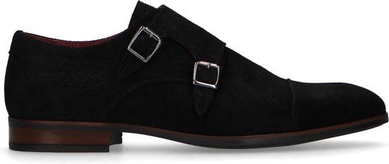 Manfield Heren Zwarte Suède Gespschoenen Maat 43 - 1217081