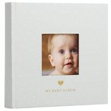 Pearhead Fotoalbum, doordacht aandenken cadeau voor baby, doop of doop - 50 pagina's, grijs met witte stippen