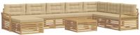 vidaXL - Ensemble de canapé d'extérieur - 9 pièces - Blanc et Beige - Bois d'acacia massif