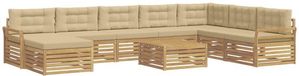 vidaXL - Ensemble de canapé d'extérieur - 9 pièces - Blanc et Beige - Bois d'acacia massif