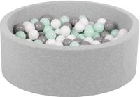 Petsona Ballenbad hond 200 ballen opvouwbaar 90x30cm - Hondenzwembad kat draagbaar - Dierenzwembad huisdier - Lichtgrijs: Wit Grijs Mint