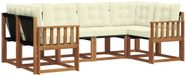 vidaXL Ensemble de salon d'angle 6 pièces Acacia Bois Naturel et Crème