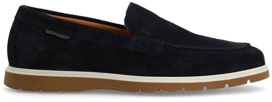 Manfield - Heren - Donkerblauwe suède loafers - Maat 45