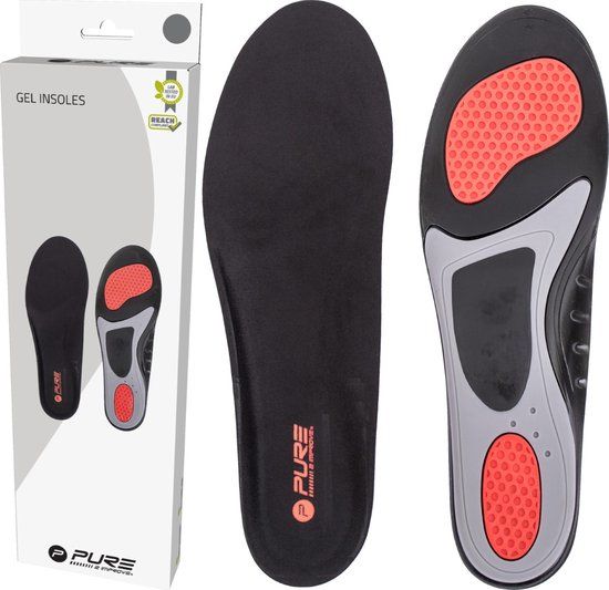 Pure 2 Improve Gel Inlegzolen - Zwart/Grijs/Rood - Maat 38-39