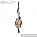 Urban Living Hangende macramé zwart met plantenhanger van kansgras H125CM