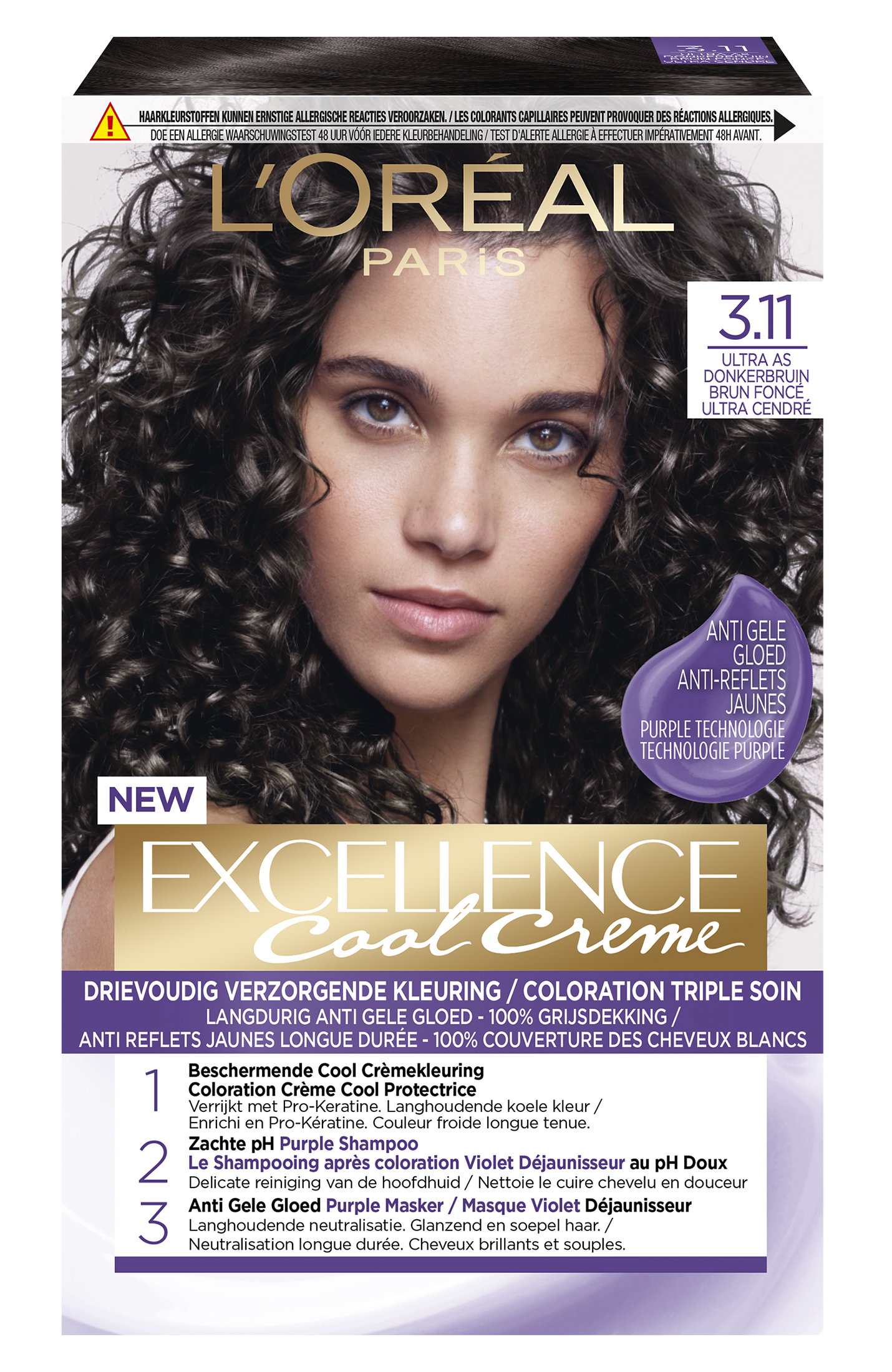 L'Oréal Excellence Cool Creams 3.11 - Ultra Ash Donkerbruin - Permanente haarverf
