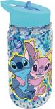 Stor Disney's Stitch Tritan Drinkfles – 330 ml – Met glittereffect – Vaatwasserbestendig & BPA-vrij - Drinkfles met rietje voor kinderen – Transparant blauw