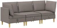 vidaXL Modulaire bankset met opslag 3 zitplaatsen Taupe Stof