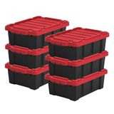 Iris Ohyama Opbergboxen, zwaar uitgevoerd, 12,5 liter, set van 6, rood. Compact, robuust, stapelbaar. Opbergbox, geschikt voor garage, kasten, verhuizing. Gemaakt van kunststof. Veelzijdig, ook te gebruiken als gereedschapskist. Model: DDSKT-130