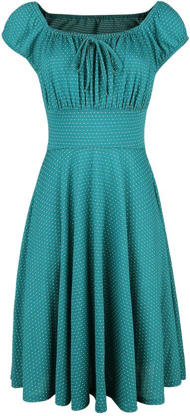 Voodoo Vixen Tessy Green Gathered Dames Midi-jurk - petrol - S