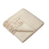 Drift Home - Crème plaid met pompon (180x130 cm)