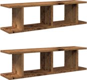 vidaXL Wandschappen 2 st 75x18x20 cm bewerkt hout oud houtkleurig