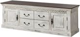 MASSIVMOEBEL24 meuble TV blanc bois massif 180x50x60 cm