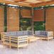 The Living Store Loungeset Grenenhout - Grijs - Hoekbank 63.5x63.5x62.5cm - Middenbank 63.5x63.5x62.5cm - Voetenbank/Tafel 63.5x63.5x28.5cm - Zitkussen 60x60x5cm - Rugkussen 60x32x5cm