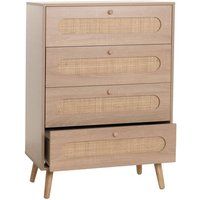 HWC-M38 Kubu rotan hout dressoir highboard, 101x71x42cm eiken-look