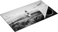 Chefcare Inductie Beschermer Vuurtoren met Zonsopgang op een Eiland - Zwart Wit - 90x55 cm
