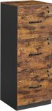 VASAGLE Archiefkast, met 3 afsluitbare laden, voor A4- en Letter-formaat | Kantoorkast voor Thuiskantoor, Printerstandaard, Verstelbare hangstang, Vintage Bruin en Zwart, CUSTOS Collection OFC055B01